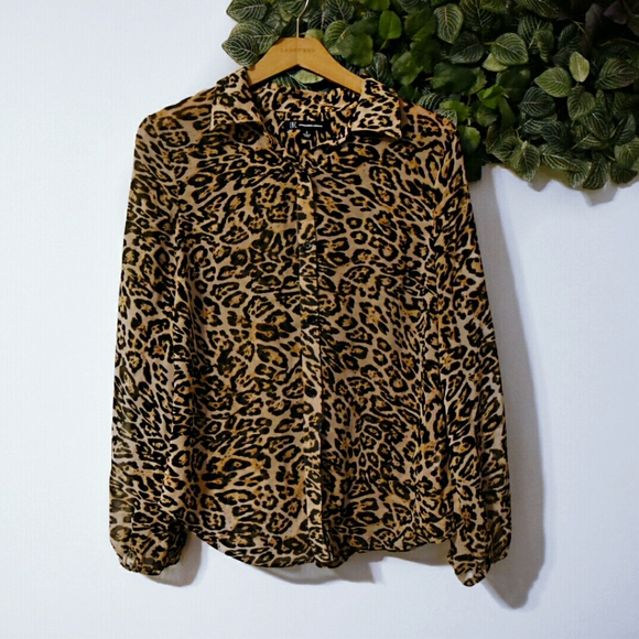 INC Animal Print Button-down - Picture 1 of 4